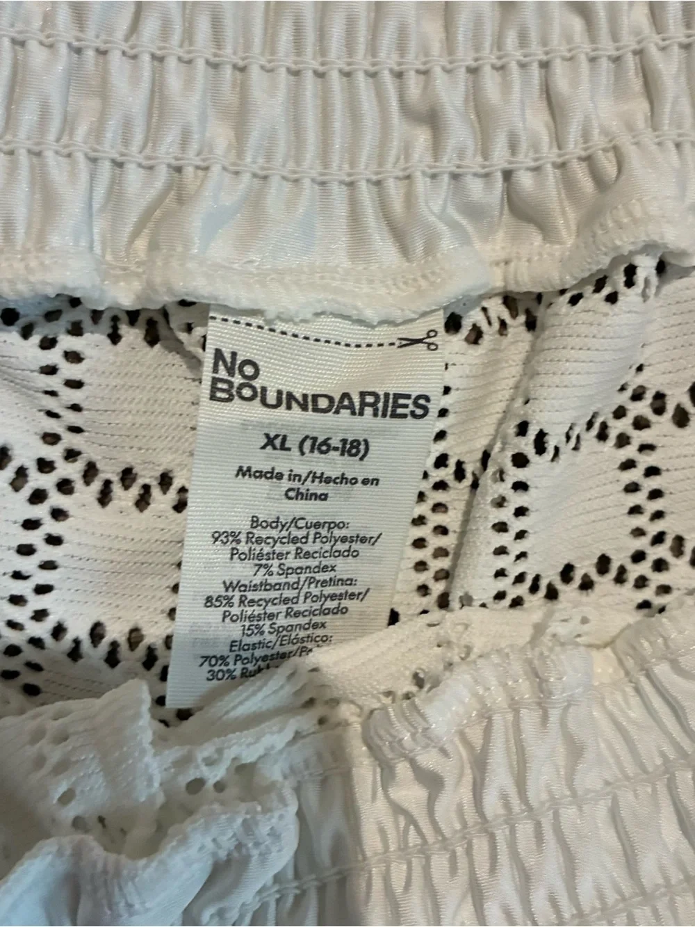 No Boundaries White Crochet Bathing Suit Coverup Shorts Size XL